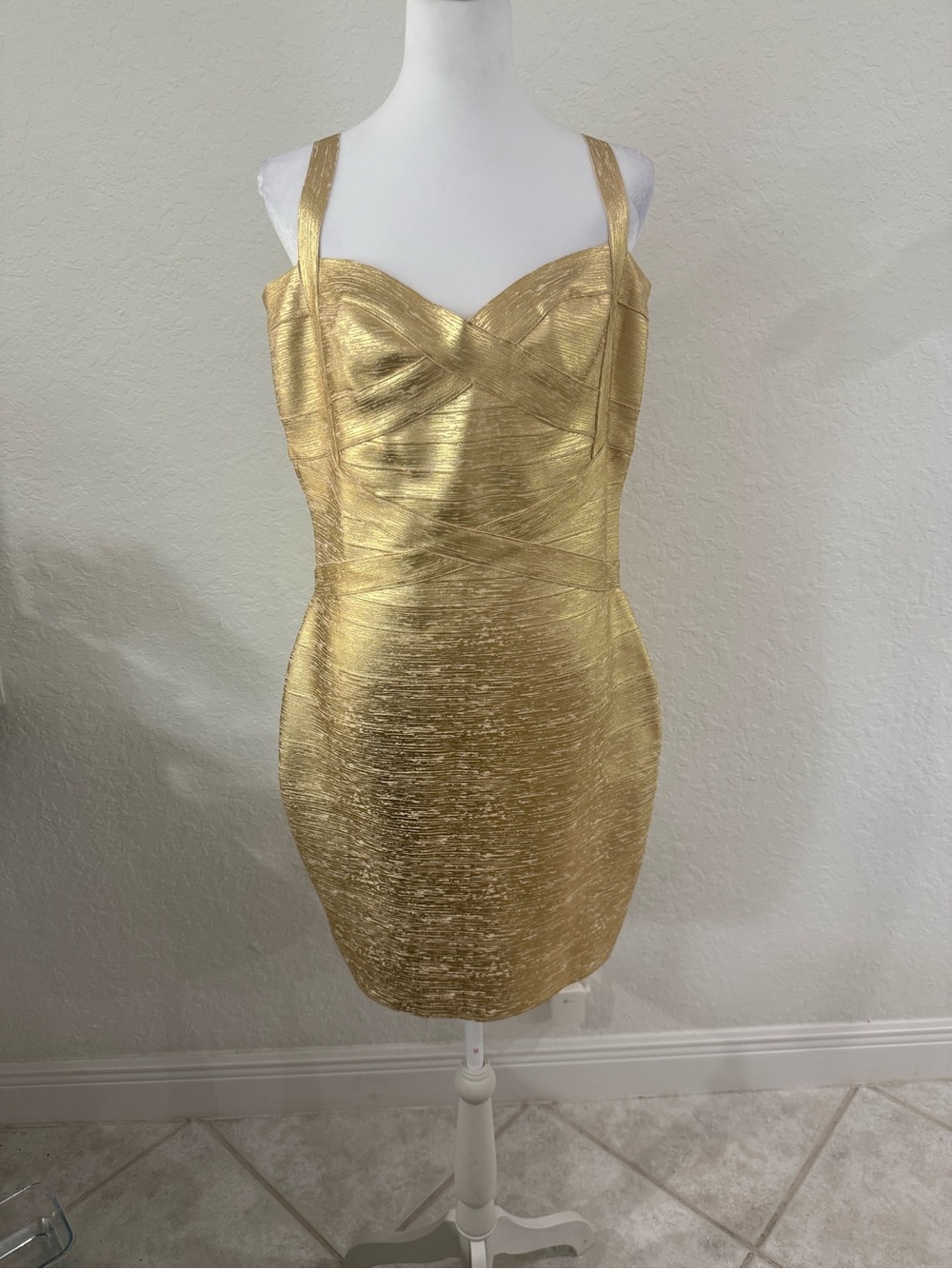 Gold Sleeveless Bodycon Dress